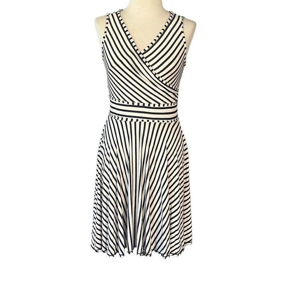 Max Studio Black White Stripe Sleeveless Dress Women’s Medium - Picture 1 of 6
